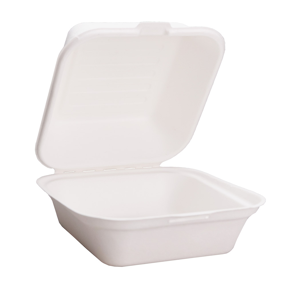 EcoFlavour Bagasse Hamburger Box - Square 6" x 6" (450ml)