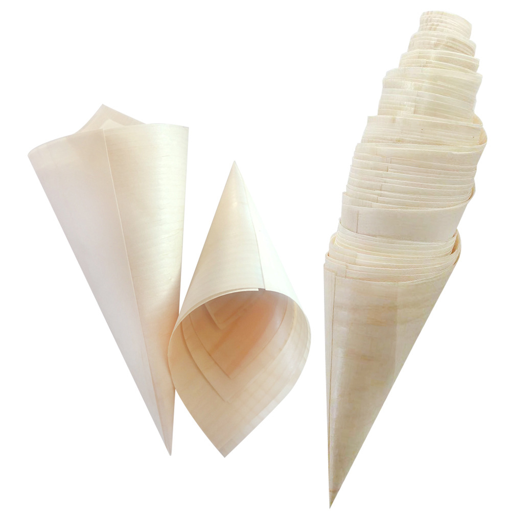EcoFlavour Cotton Wood Serving Cones - Large (185x130mm) - Pack of 50 - Image 2