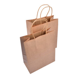 EcoFlavour Craft Paper Brown Takeaway Bags - Large - 33x25x12cm - Pack of 50
